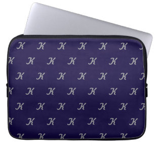 Initial Tablet Case (Navy Blue & Silver)