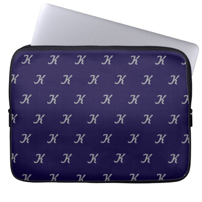 Initial Tablet Case (Navy Blue & Silver) (Front)
