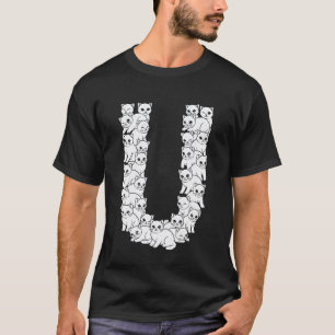 Initial U Capital Letter Funny Cat Lover Feline Ki T-Shirt