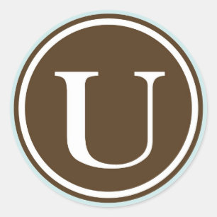 Initial U monogram circle letter seal party favour
