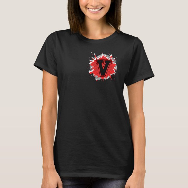 Initial V Monogram Letter Custom Personalised Cust T-Shirt (Front)