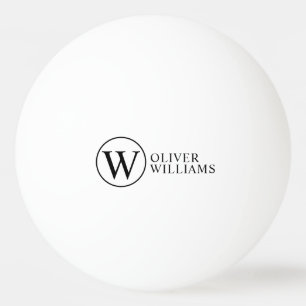 Initial W (editable) Circle Monogram  Ping Pong Ball