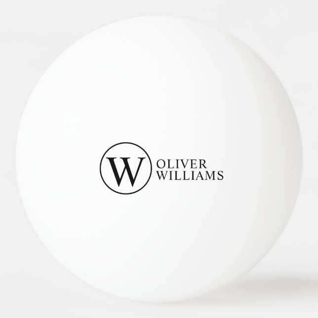Initial W (editable) Circle Monogram  Ping Pong Ball (Front)