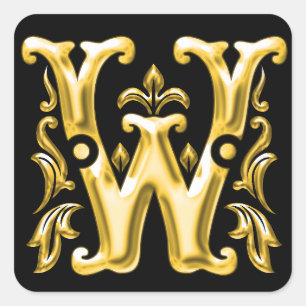 Initial W Sticker in Gold
