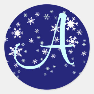 Initial with Snowflakes Classic Round Sticker
