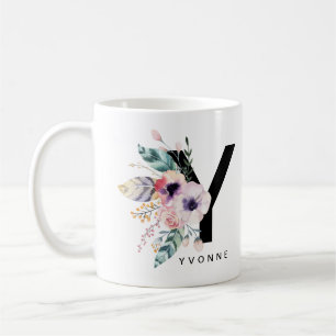 Initial 'Y' Alphabet Mug Monogram Boho Watercolour