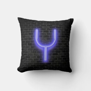 Initial Y In Neon Marquee On Brick  Cushion