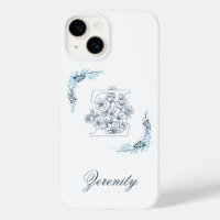 Initial "Z" Blue Monogram Calm Floral