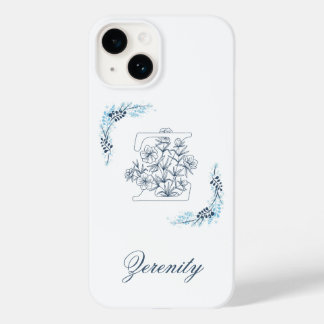 Initial "Z" Blue Monogram Calm Floral Case-Mate iPhone 14 Case