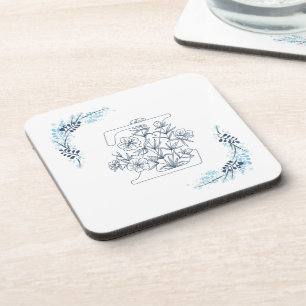 Initial "Z" Blue Monogram Calm Floral Coaster