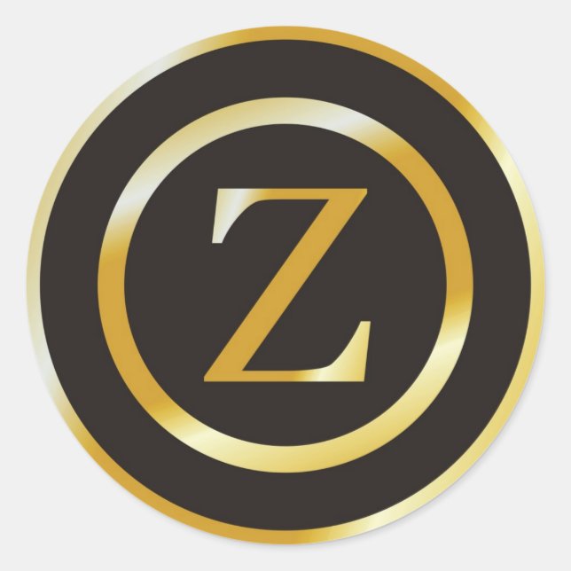Initial Z Gold Monogram Wedding  Stickers (Front)