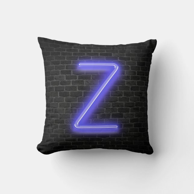 Initial Z In Neon Marquee On Brick  Cushion (Front)