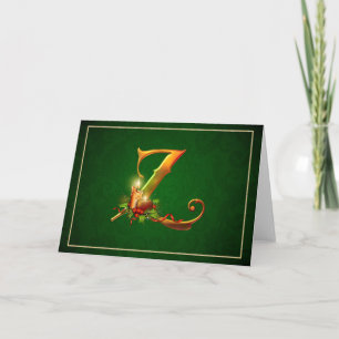 Initial Z Monogram Elegant Christmas Notecard
