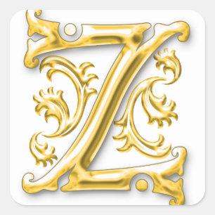 Initial Z Round Sticker in Gold