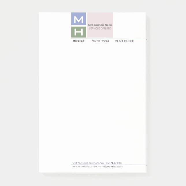 Initialised Cool Tone Blocks Notes (Front)