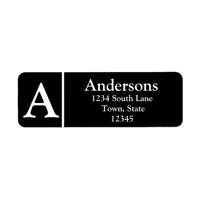 Initialled Black And White Return Address Label (Front)