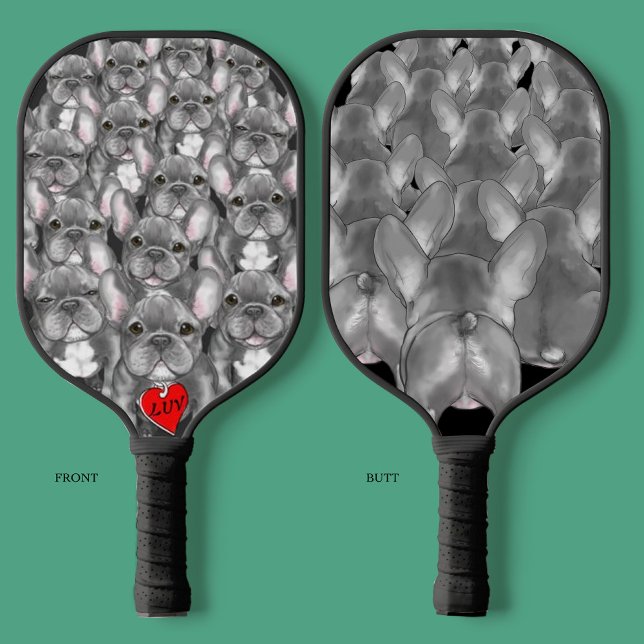 Initialled French Bull+Butts Pickleball Paddle (French Bulldogs about face!)