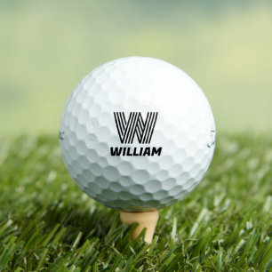 Initialled Name in Black, Personalised Monogram Go Golf Balls