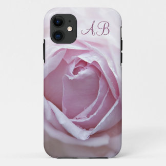 Initialled pink rose iPhone 11 case
