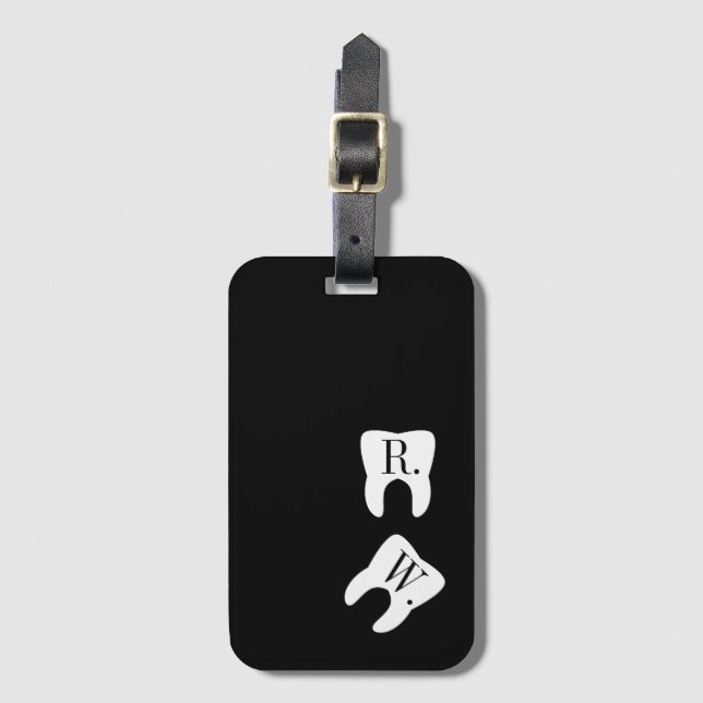 Initialled Teeth Dentistry Symbol Custom Luggage Tag (Front Vertical)