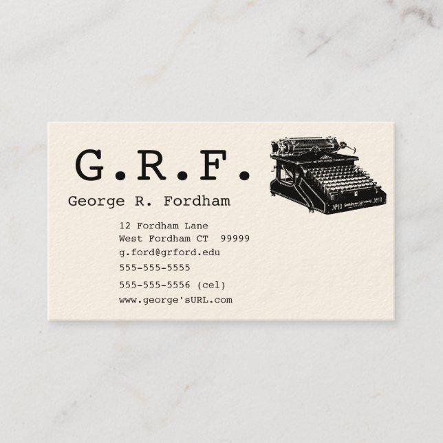 Initials and Typewriter Business Card (Front)