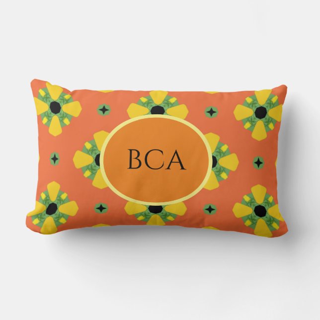INITIALS Bright Birthday or Anniversary Gift Lumbar Cushion (Front)