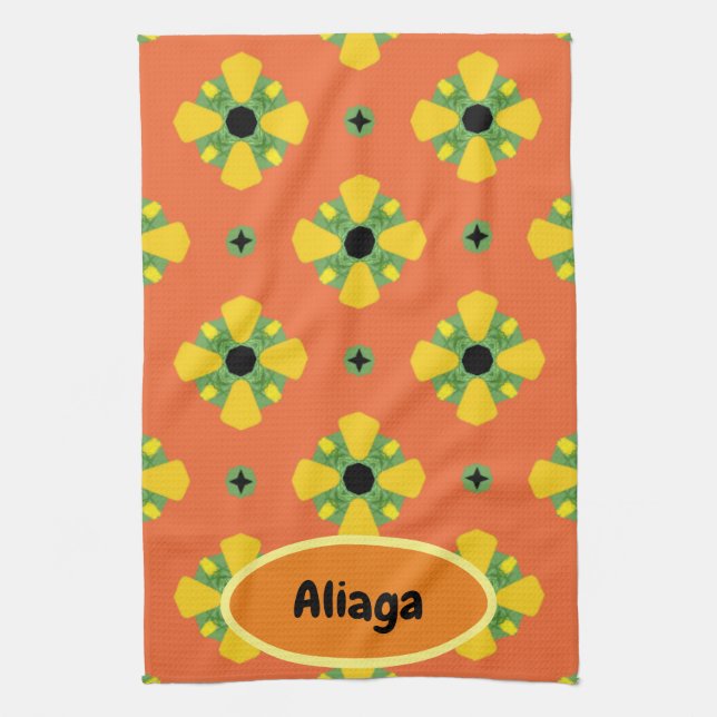 INITIALS Bright Birthday or Anniversary Gift  Tea Towel (Vertical)