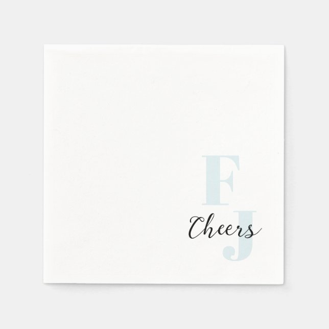 Initials • Classic Bold Modern Monogram Blue Napkin (Front)