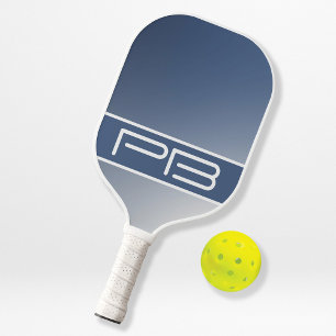 Initials Cool Modern Monogram Stylish Bold Blue Pickleball Paddle