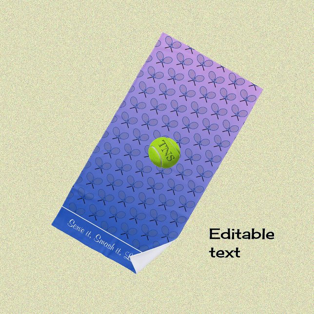 Initials custom text patterned blue pink beach towel (Creator Uploaded)