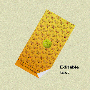 Initials custom text tennis pattern orange yellow beach towel