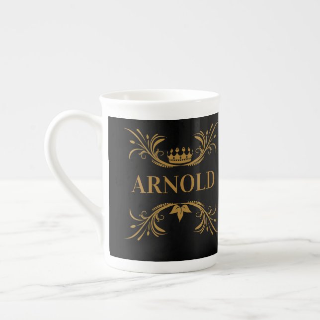 Initials Elegant Black and Gold Crown Bone China Mug (Left)