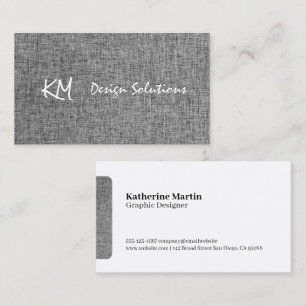 Initials Fabric Grey Texture Background Business Card