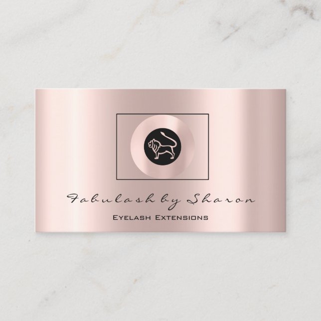 Initials Fashion Blogger Rose Logo  Zodiac LIon Business Card (Front)