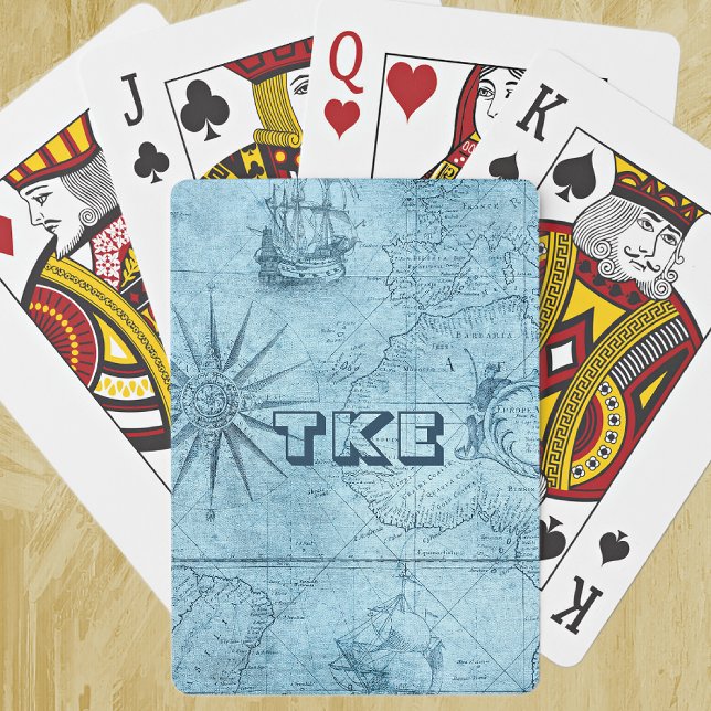 Initials Faux Old World Mariners Map Playing Cards (Creator Uploaded)