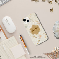 Initials girly kraft paper background dried floral
