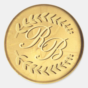 Initials Gold Wax Seal Stickers  Wedding Envelope 