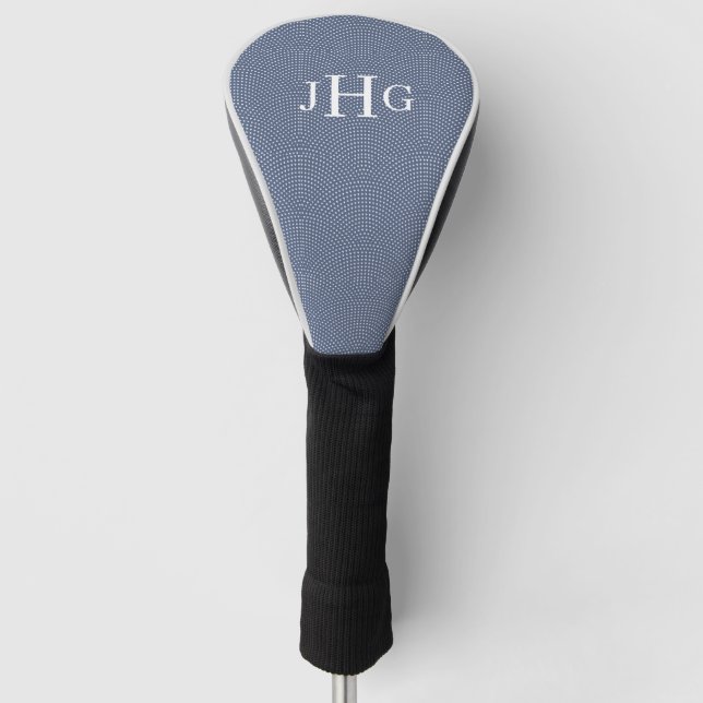 Initials golf head cover with blue arches (Front)