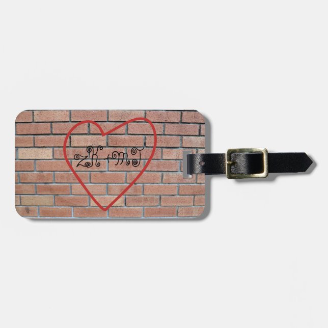 Initials in Heart Love Graffiti Personalised Luggage Tag (Front Horizontal)