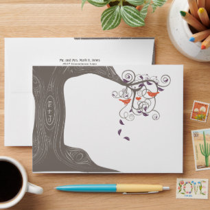 Initials In Tree Purple Grey Orange Envelopes