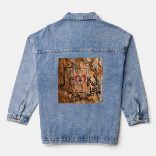 Initials in Tree Trunk Denim Jacket