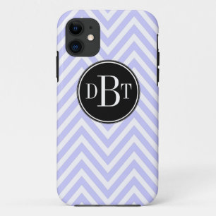 Initials Lilac Purple White Chevron Pattern iPhone 11 Case