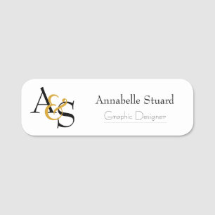 Initials Logo Business Gold Black Name Tag