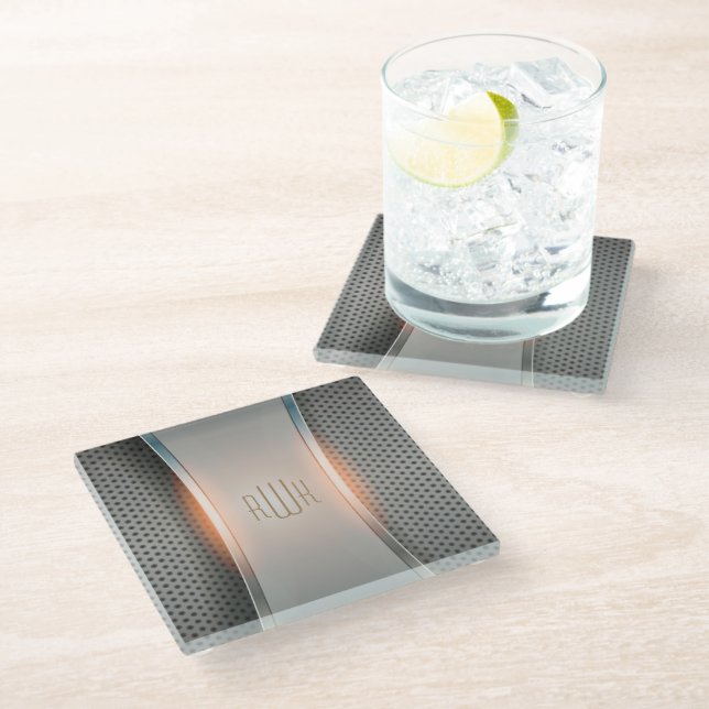 Initials | Men's Professional Personalise Gifts Glass Coaster (Angled)