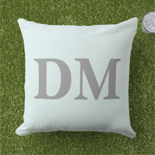 Initials modern letters blue and grey Minimal Cushion