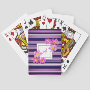 Initials Monogram Flowers Stripes Playing Cards