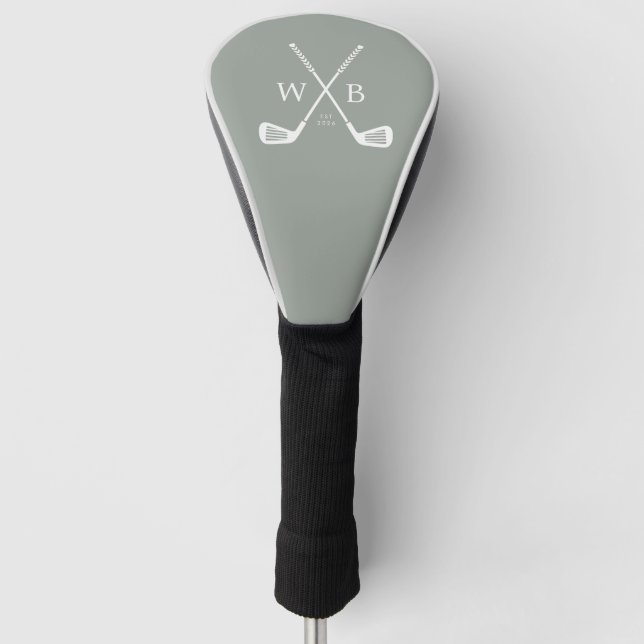 Initials Monogram Golf Baby Shower Head Cover (Front)