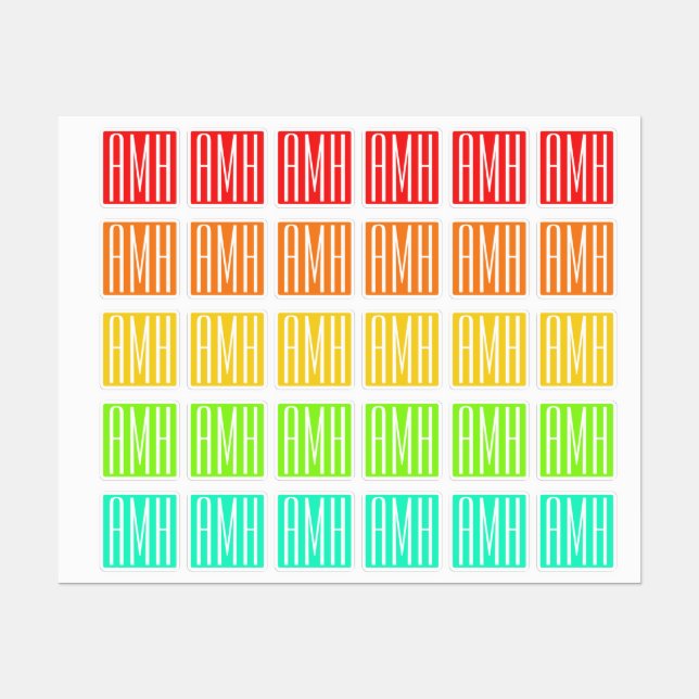 Initials Monogram | Multi Bright Colours (Sheet)