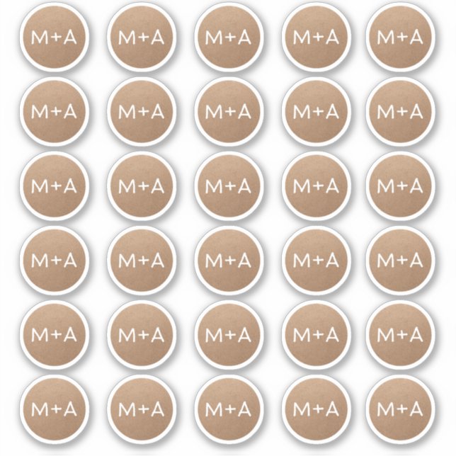 Initials monogram rustic brown Kraft wedding (Front)