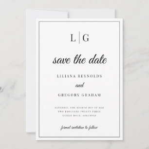 Initials Monogram Wedding Save the Date Invitation